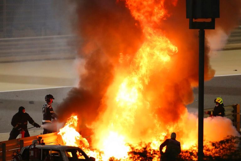 Grosjean escapes fireball as Bahrain crash cuts car in two