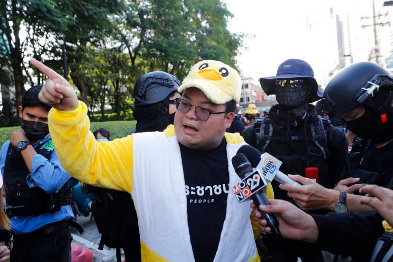 ‘Middle finger’ gesture lands Thai protest leader in trouble