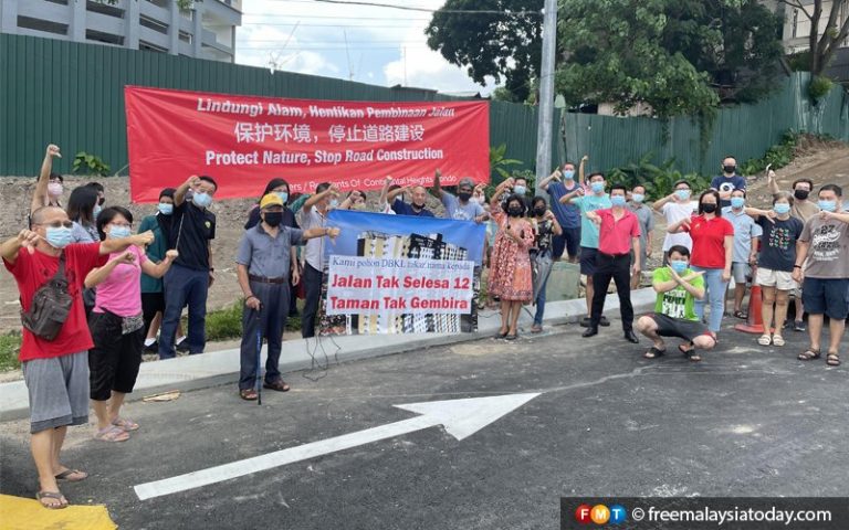 Residents groups appeal to DBKL to halt construction of road, citing landslide, traffic concerns