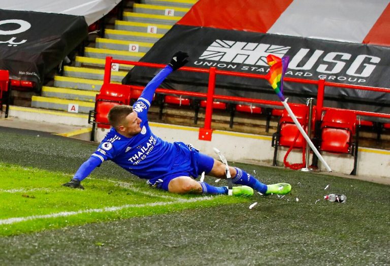 Vardy backs LGBT fans after breaking rainbow corner flag