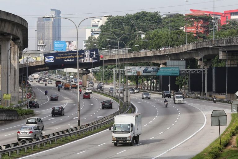 Slow moving traffic on major highways in Malaysia on Christmas morning