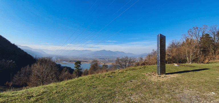 Mystery over metal monolith found on Romanian hilltop