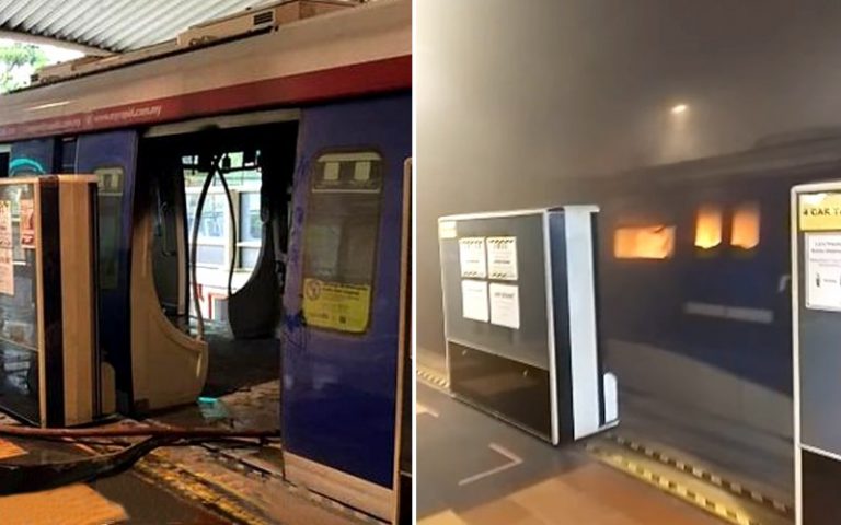 Gerabak terbakar, khidmat monorel tergendala