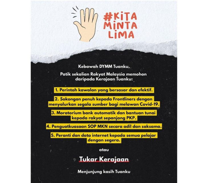 #KitaMintaLima movement seeking Agong’s intervention gains traction on social media