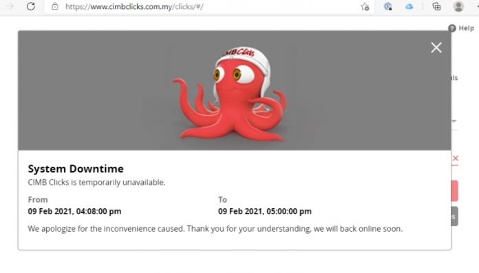 CIMB Clicks unavailable due to technical issue
