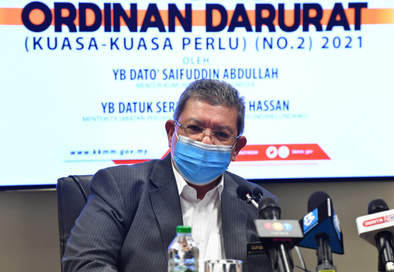 Saifuddin: Emergency ordinance not to restrict media freedom, criticism of govt