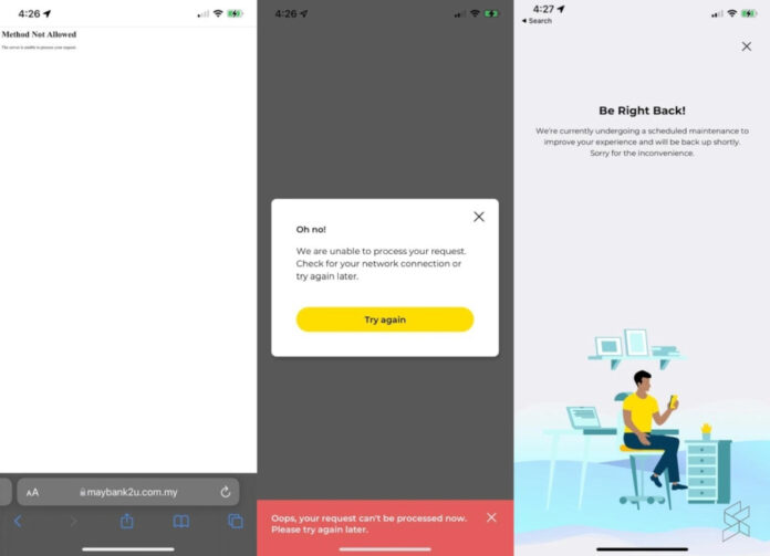 Maybank2u and MAE app appears to be down