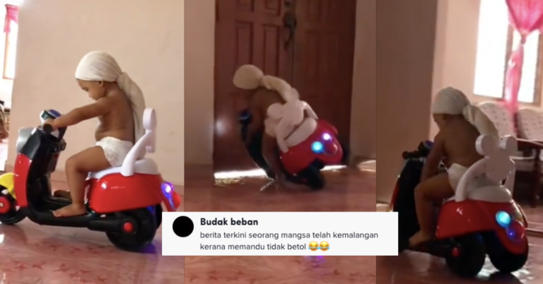 [VIDEO] Syok Naik Motor Mainan, Budak Jatuh Terlanggar Pintu Ini Cetus Perbualan Ramai