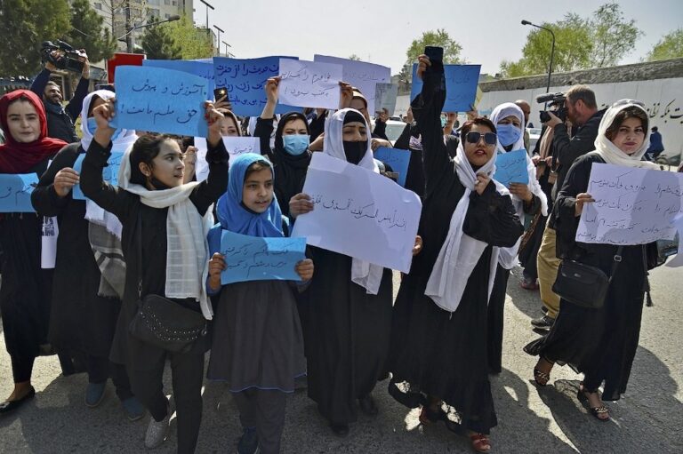 ‘Open the schools’: Afghan girls protest in Kabul