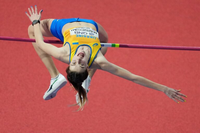 Ukraine’s Mahuchikh defies odds to win world indoor high jump gold