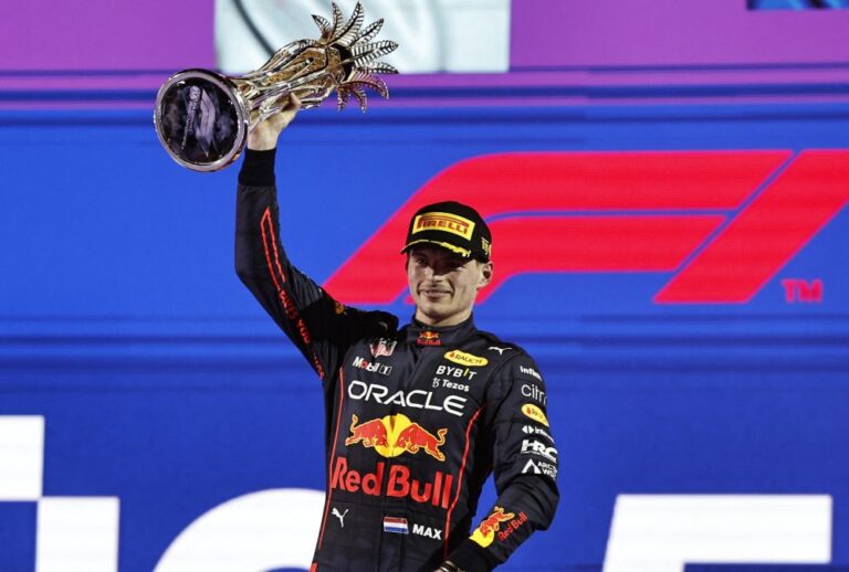 World champion Verstappen snatches first win of the season