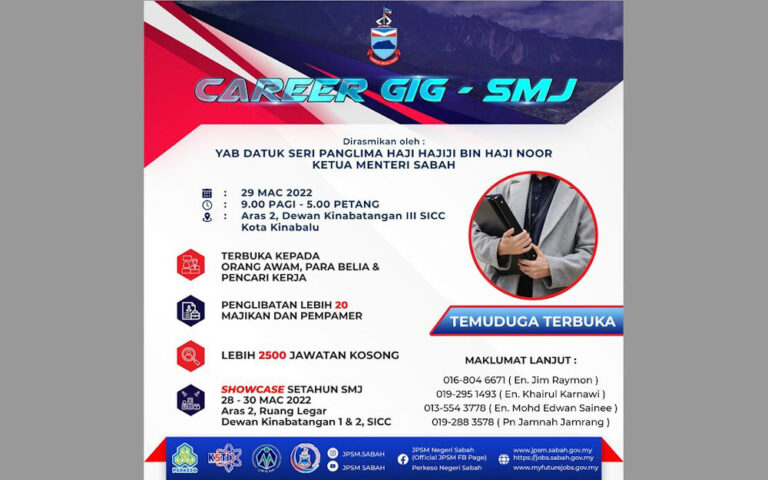 Sabah CM’s Dept: Over 2,500 jobs on offer at Career Gig-SMJ programme in Kota Kinabalu