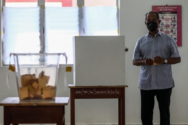 Perikatan leader Muhyiddin casts his vote in Johor election, says will respect results come what may