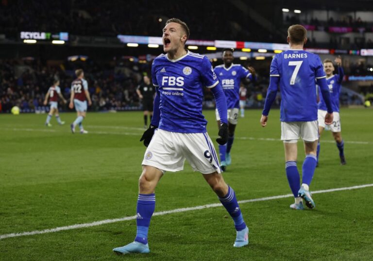 Vardy back with a bang as Leicester dent Burnley survival bid