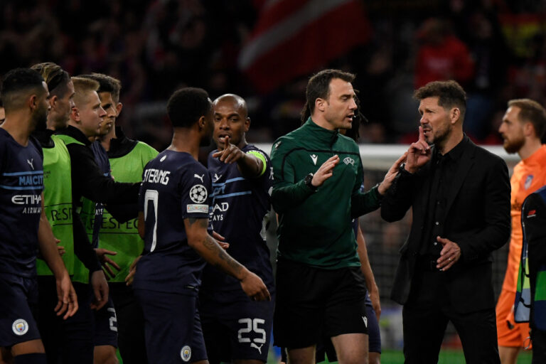 Simeone aims dig at Guardiola after Atletico and City players scrap in tunnel
