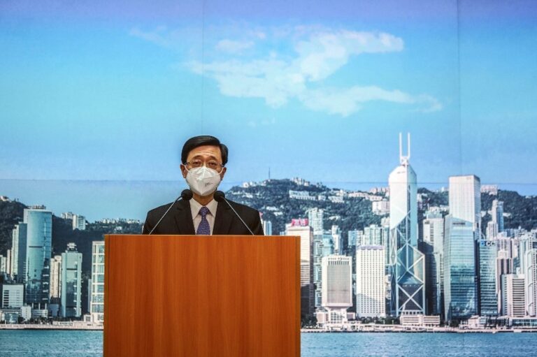 Hong Kong’s leadership candidate pledges to save city’s competitiveness