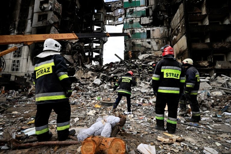 Rescuers find seven bodies in ruined town near Kyiv, search for more