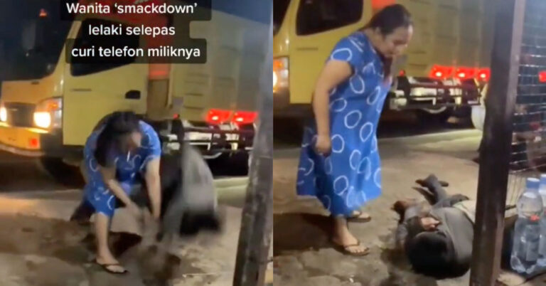 [VIDEO] Indonesian Woman Smacks Down Thief & Teaches Him A Lesson For Stealing Her Phone