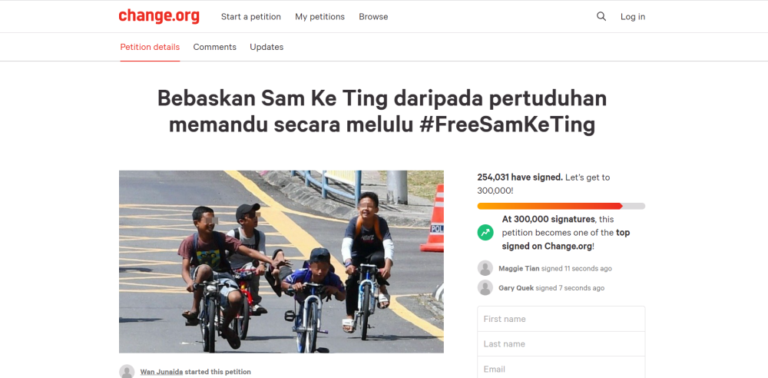 Online petitions seeking justice for Sam Ke Ting in Johor ‘basikal lajak’ case amass over 250,000 signatures in hours