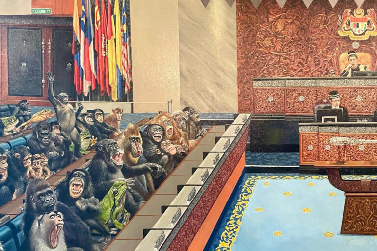 Selangor Sultan buys painting depicting MPs as primates, frogs