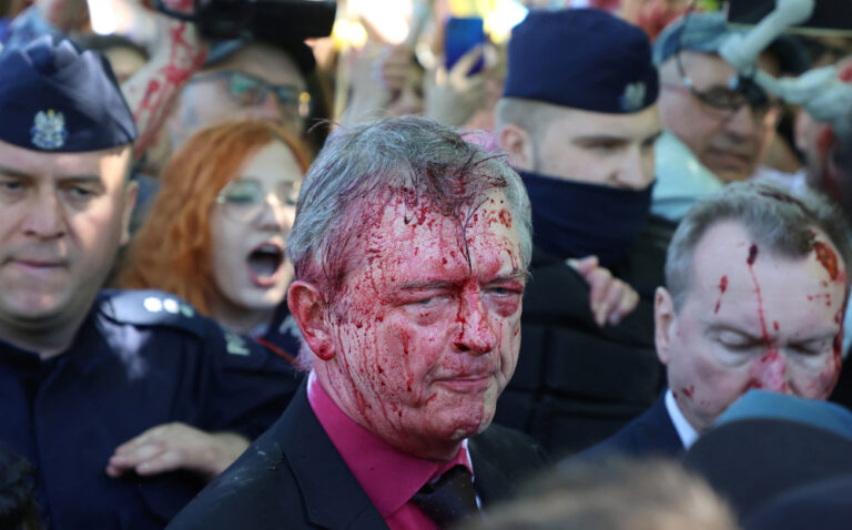 Russian envoy to Poland splattered with liquid on Victory Day
