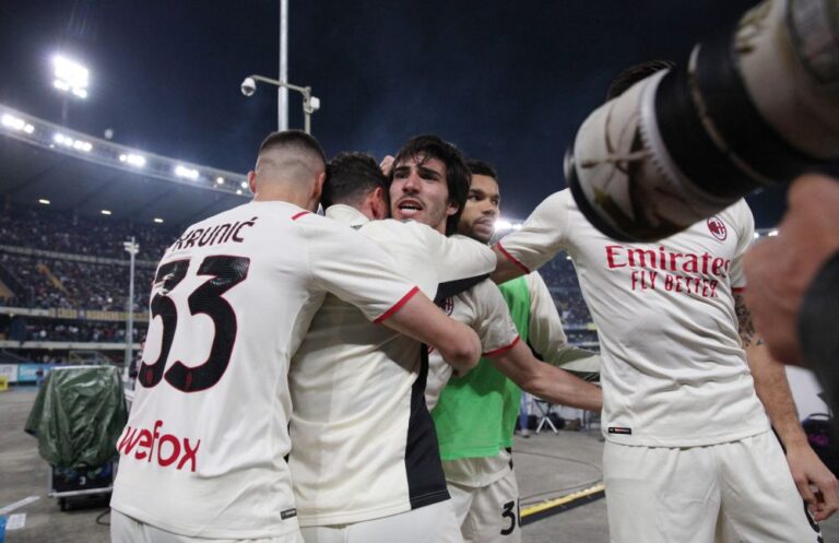 Tonali double at Verona helps Milan maintain two-point Serie A lead