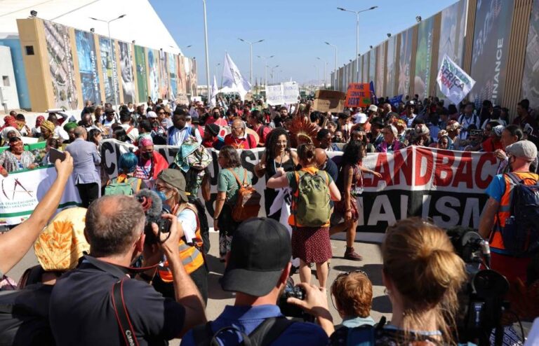 At COP27, hundreds march behind hunger striker’s sister