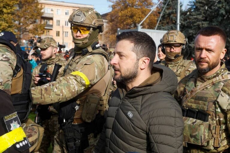 Ukrainian president visits liberated Kherson, thanks allies for support