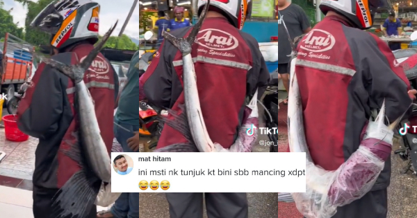 [VIDEO] Lelaki Ikat Ikan Layar Dekat Belakang Badan Ini Raih Perhatian Warganet