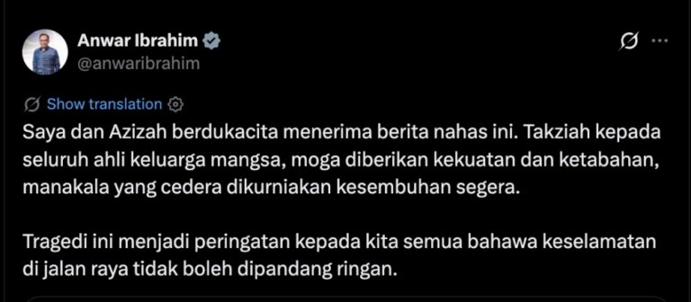 PM Anwar extends condolences to families of six killed in Bentong crash