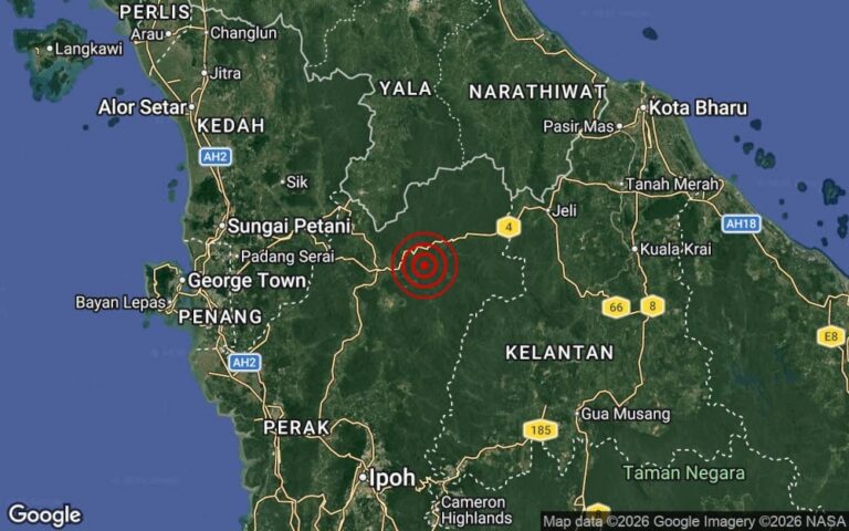 Temenggor, Gerik hit by 3.4-magnitude earthquake