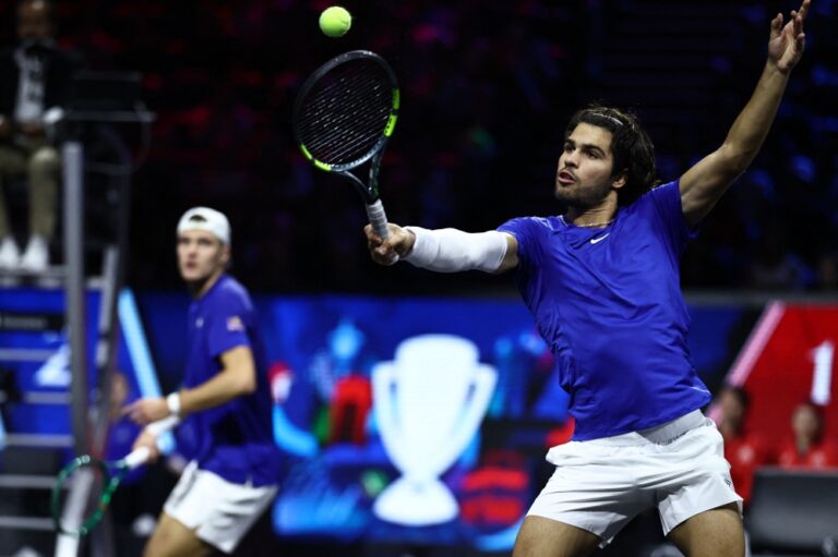 Alcaraz teams up with Mensik to put Europe ahead at Laver Cup